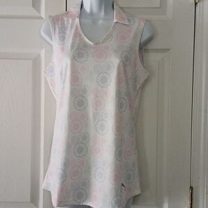 Puma sleeveless golf polo pink purple floral blouse  Sz S NWOT